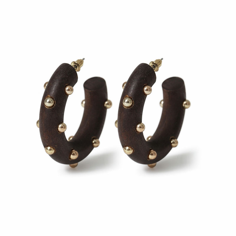 Freedom studded hoop earrings brown 30mm, UK version