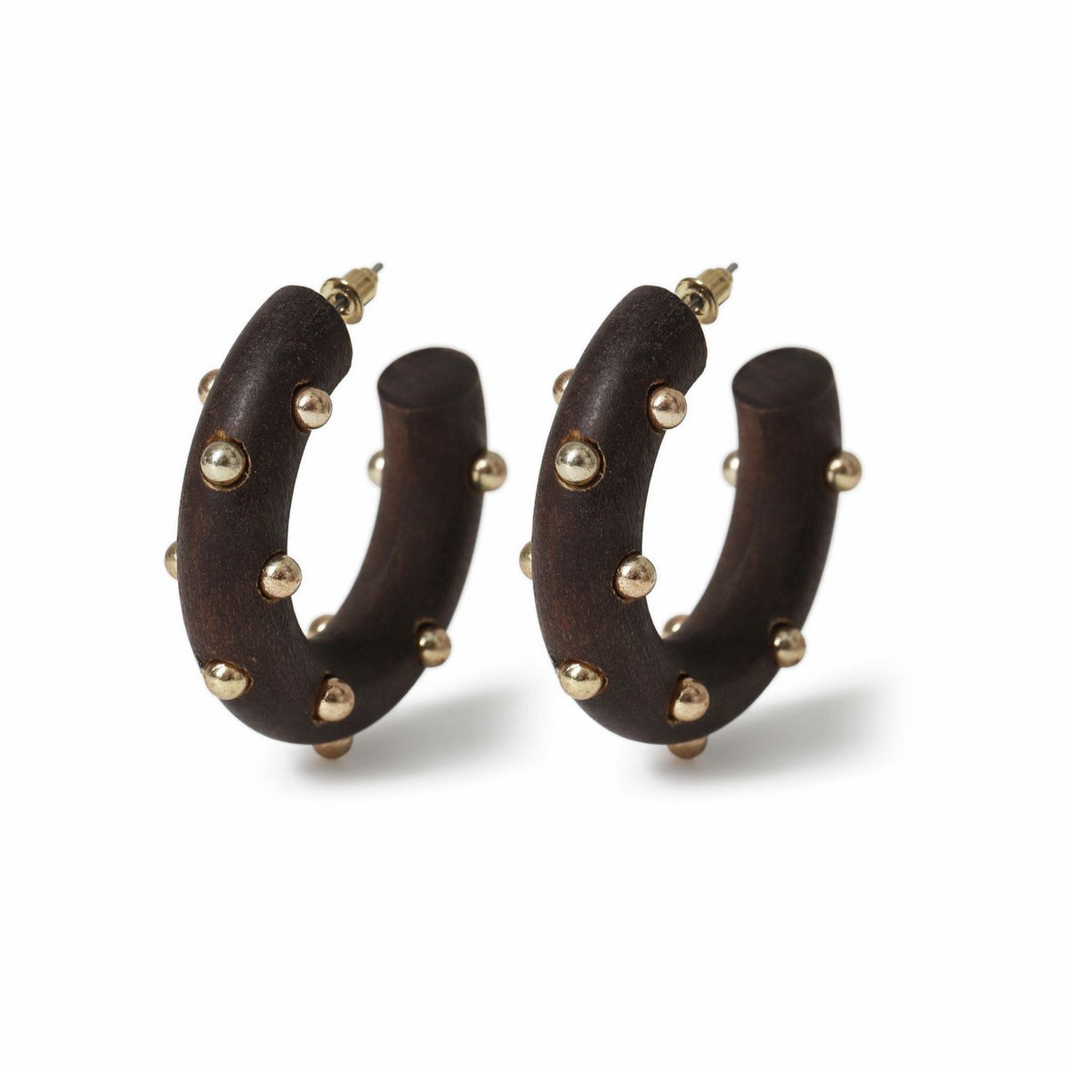 Freedom studded hoop earrings brown 30mm, UK version