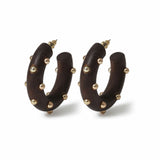 Freedom studded hoop earrings brown 30mm, UK version