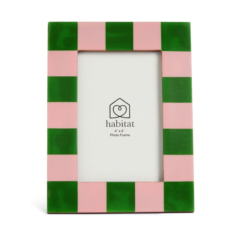 Habitat pink green checkerboard frame 4x6, imported from the UK