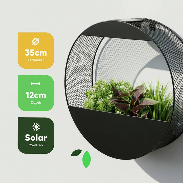 Streetwize solar wall planter black metal 35cm (British brand)