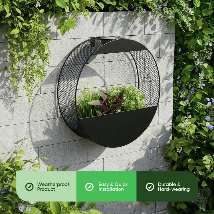 Streetwize solar wall planter black metal 35cm (British brand)