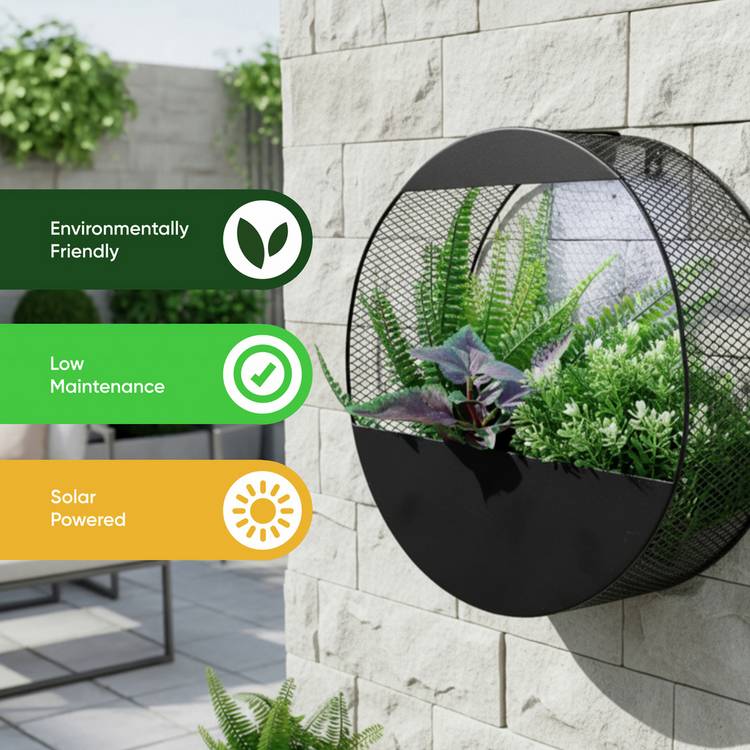 Streetwize solar wall planter black metal 35cm (British brand)