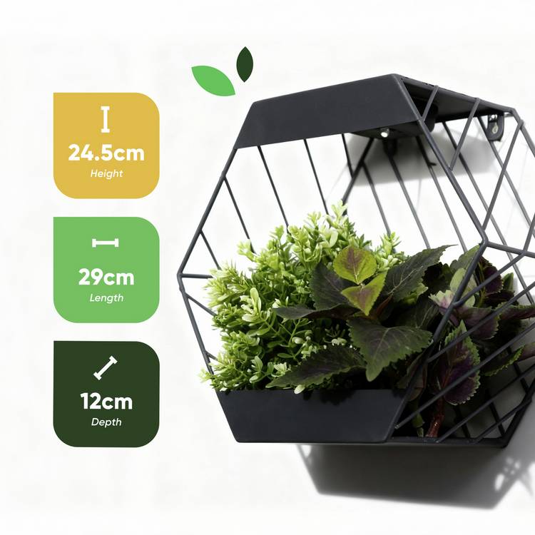 Streetwize hexagonal metal solar wall planter 29cm - British product