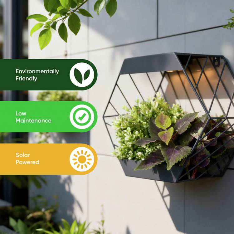 Streetwize hexagonal metal solar wall planter 29cm - British product