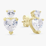 Revere gold plated cubic zirconia heart stud earrings (British brand)