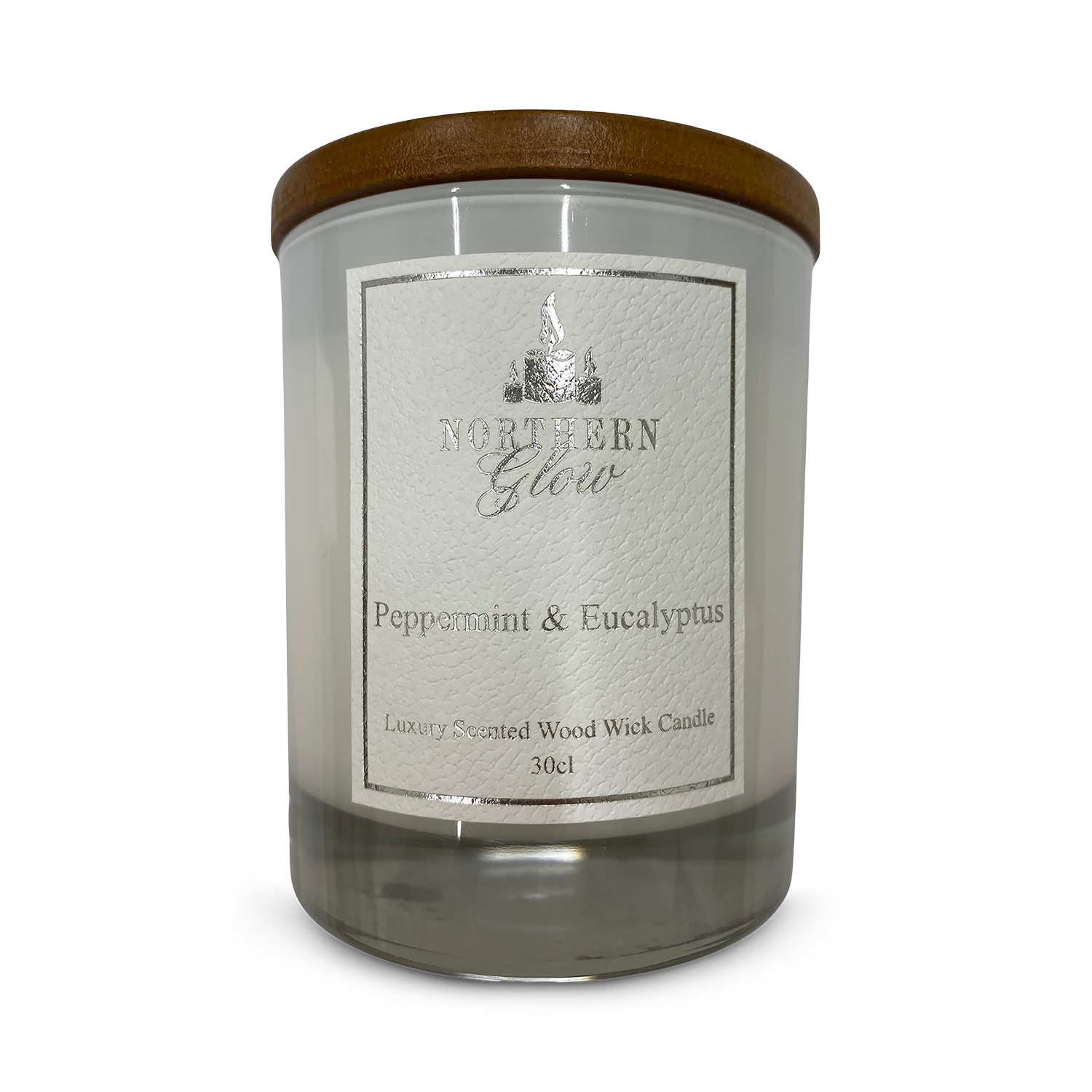 Scented wood wick candle peppermint and eucalyptus 212g, imported from the UK