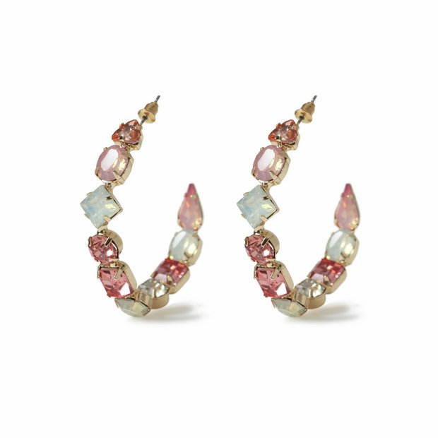 Freedom multi gem stone hoop earrings 40mm drop (British brand)