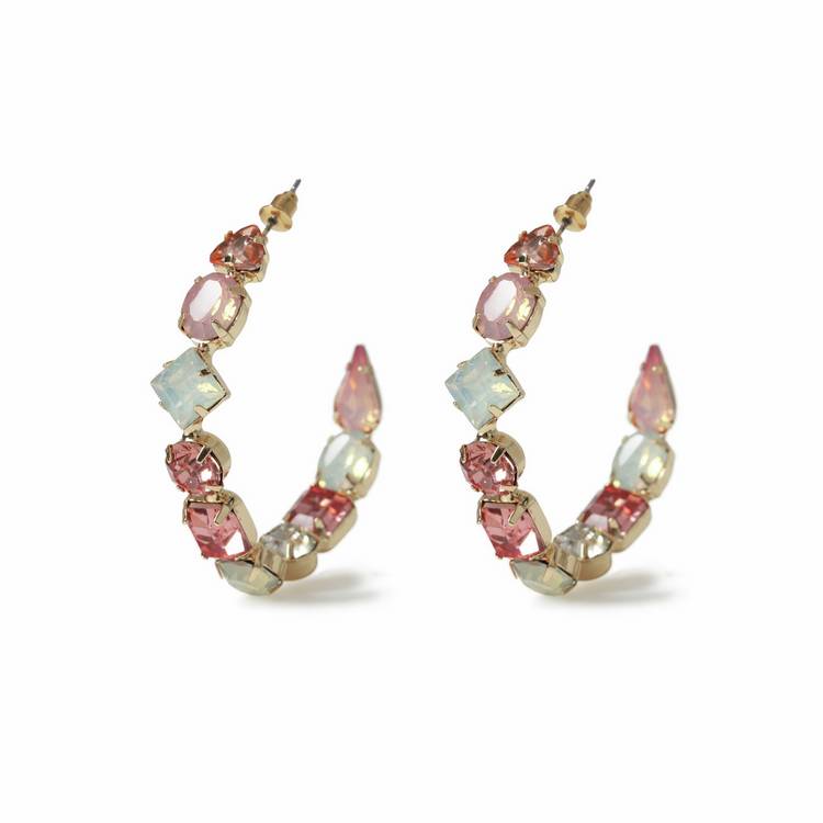 Freedom multi gem stone hoop earrings 40mm drop (British brand)
