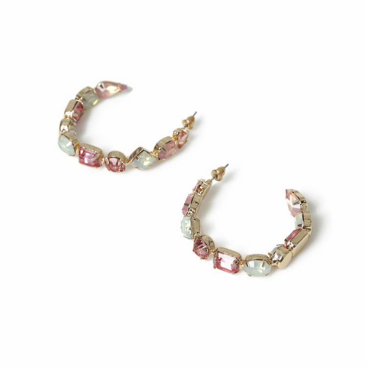Freedom multi gem stone hoop earrings 40mm drop (British brand)
