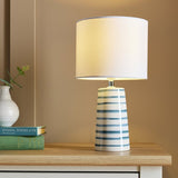 Argos Home table lamp white blue striped 31cm, imported from the UK