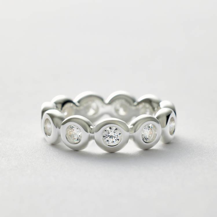 Revere sterling silver cubic zirconia eternity ring medium, UK version