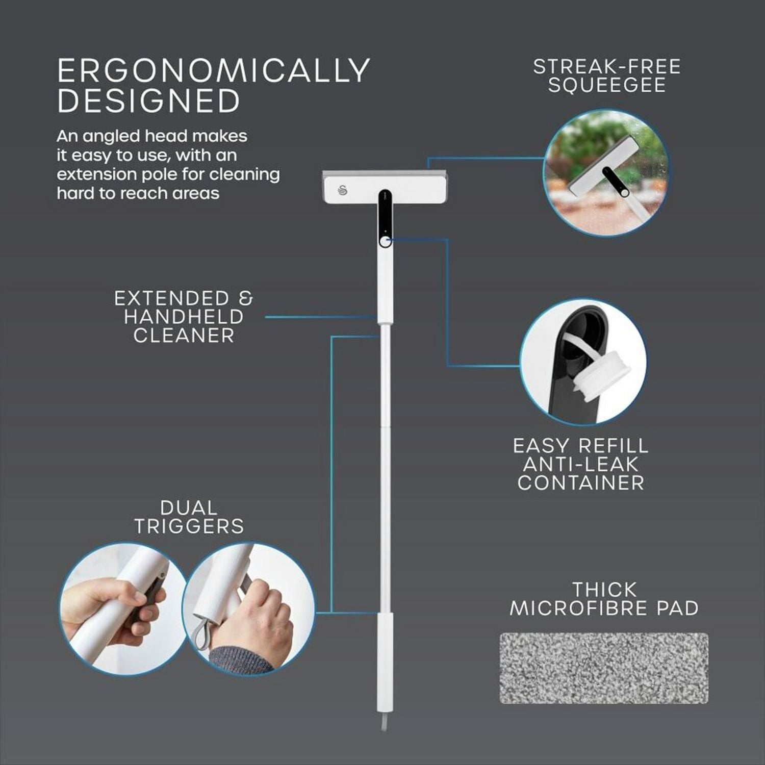 Swan 2-in-1 window cleaning tool, imported from the UK