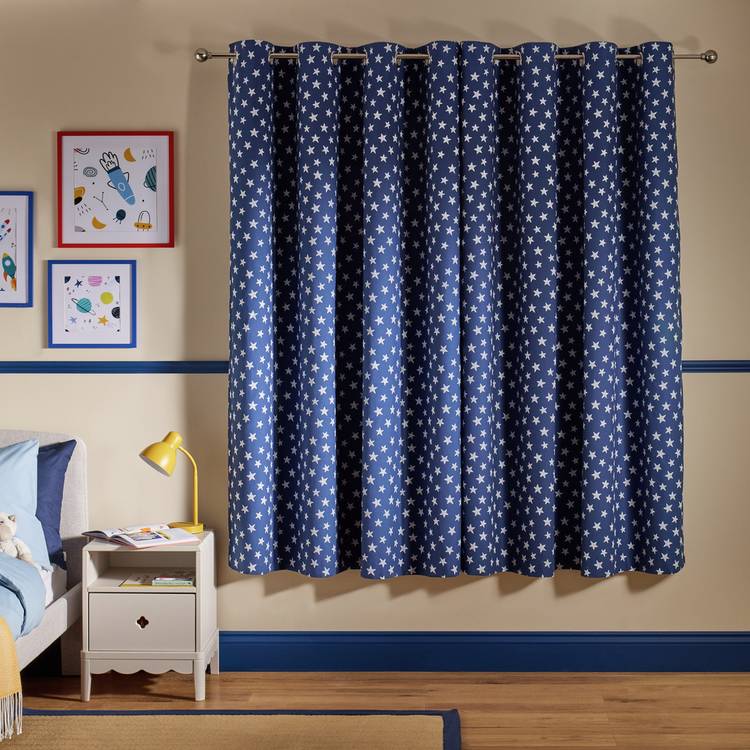 Argos Home blue star blackout curtains 168x137cm, imported from the UK