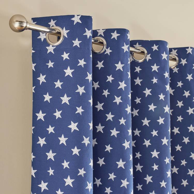 Argos Home blue star blackout curtains 168x137cm, imported from the UK