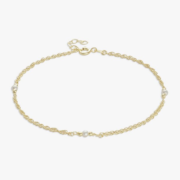Revere gold plated faux pearl anklet 25.5cm (British brand)