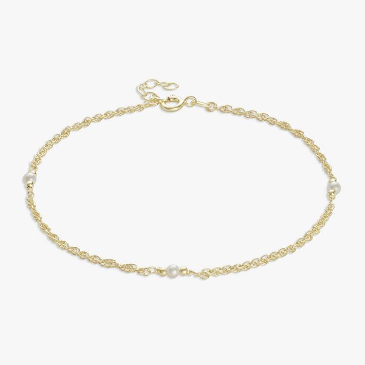 Revere gold plated faux pearl anklet 25.5cm (British brand)