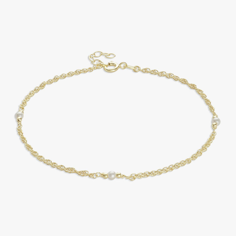 Revere gold plated faux pearl anklet 25.5cm (British brand)