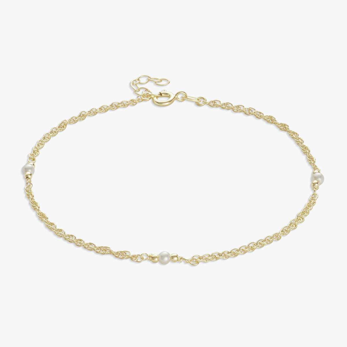 Revere gold plated faux pearl anklet 25.5cm (British brand)