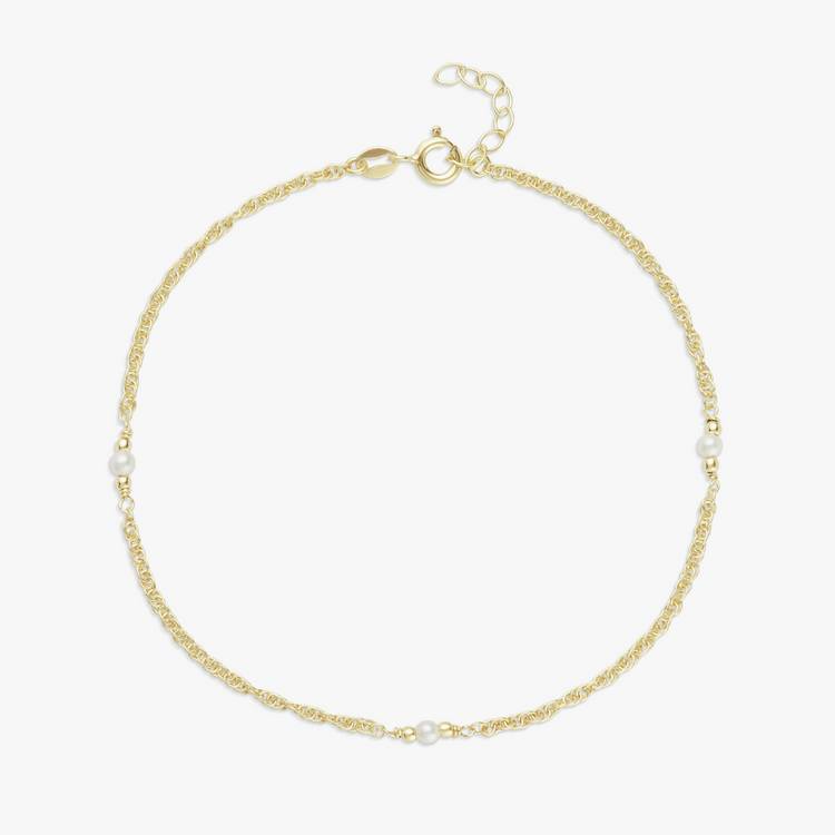 Revere gold plated faux pearl anklet 25.5cm (British brand)