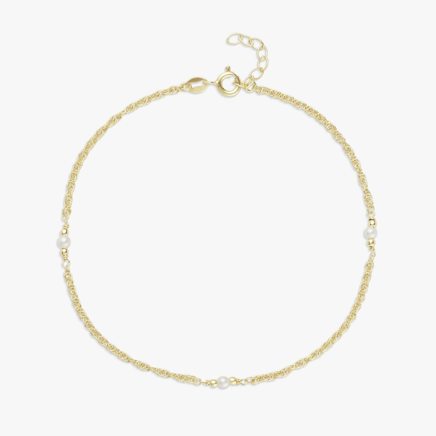Revere gold plated faux pearl anklet 25.5cm (British brand)