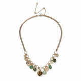 Freedom Green Stone Multi Charm Gold Necklace 45cm, UK version