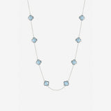 Inicio sterling silver sapphire clover necklace 16 inch, UK version
