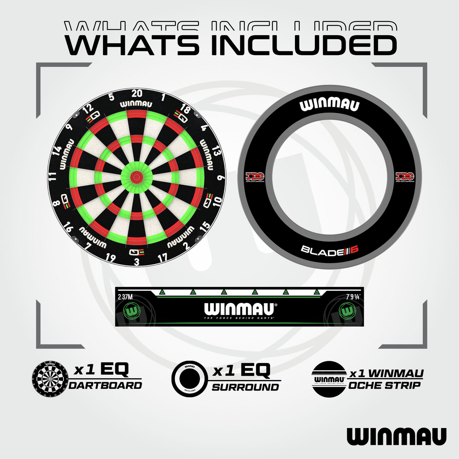Winmau Equaliser dartboard set bundle including surround and darts, imported from the UK