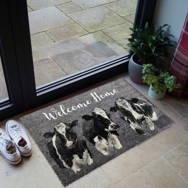 Bree Merryn Welcome Home Cow Grey doormat 50x75cm - British product