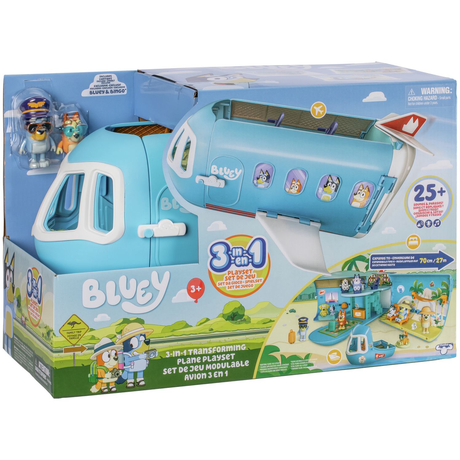 Bluey 3-in-1 airplane transforming playset with figures - British product
