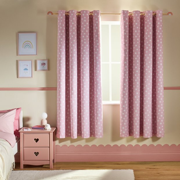 Argos Home pink star blackout curtains 168x137cm (British brand)