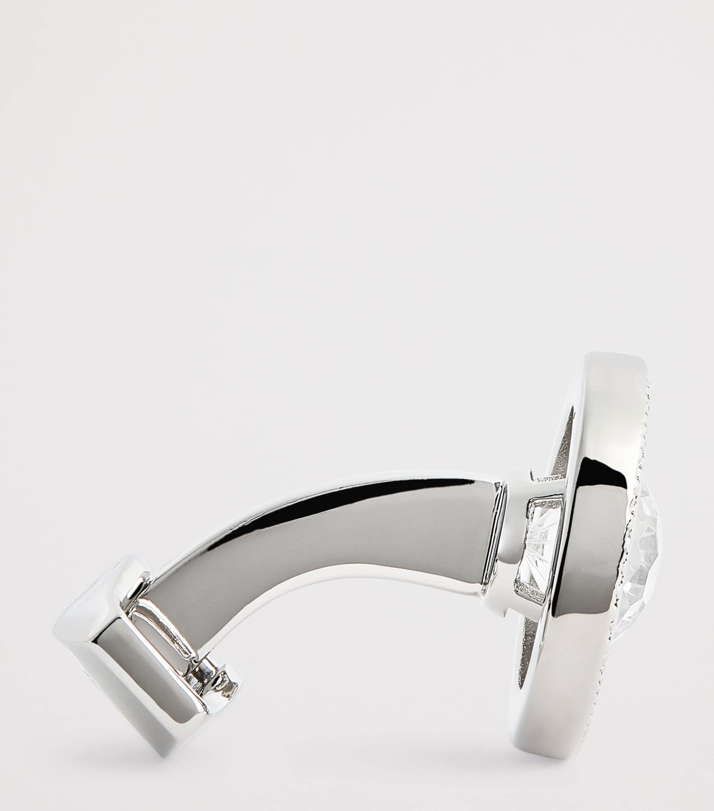 Tateossian rhodium-plated cubic zirconia halo round cufflinks (British brand)