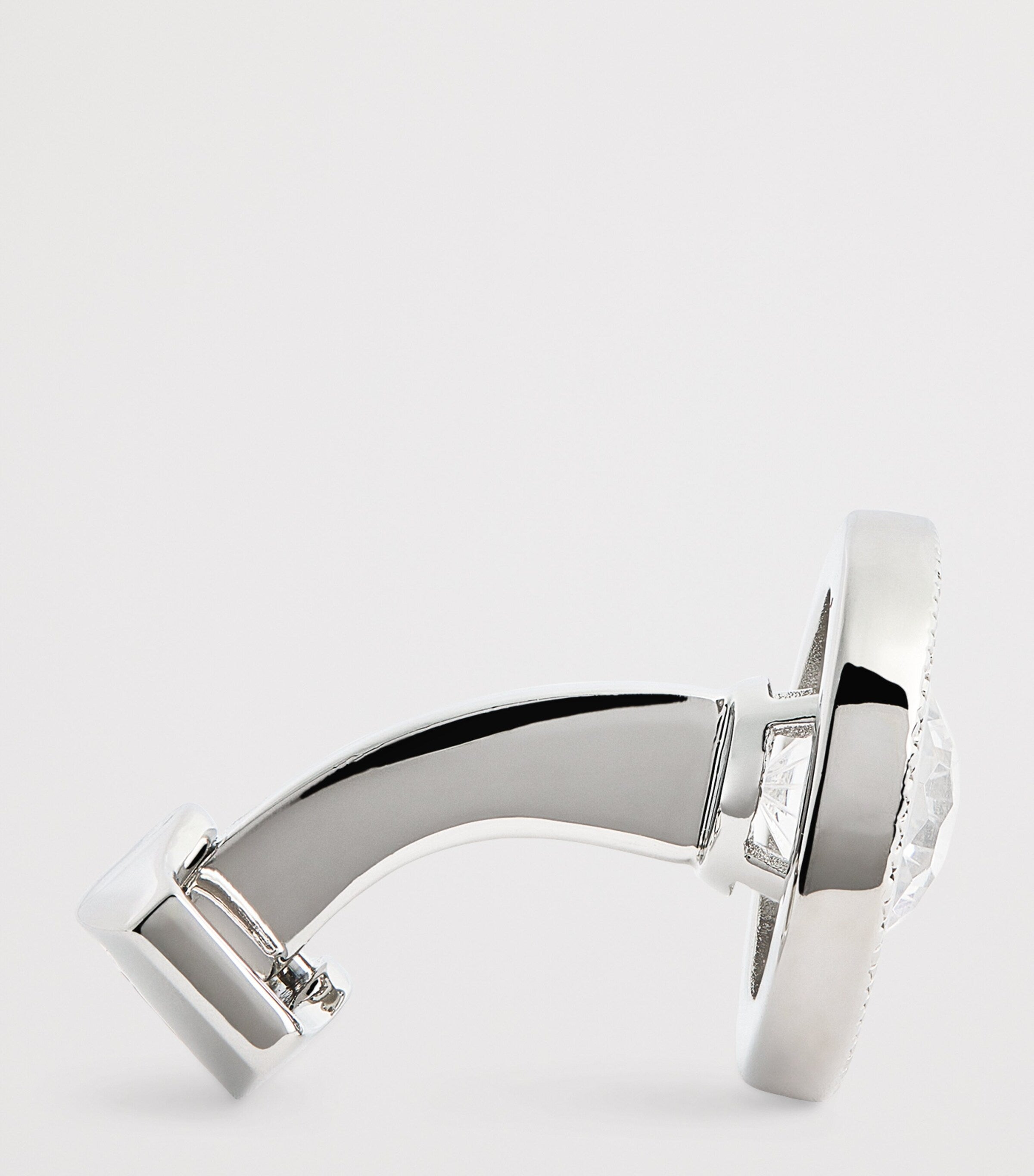 Tateossian rhodium-plated cubic zirconia halo round cufflinks (British brand)