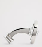 Tateossian rhodium-plated cubic zirconia halo round cufflinks (British brand)