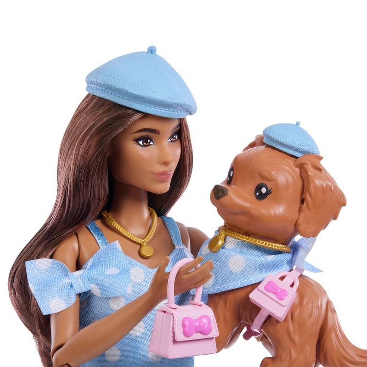 Barbie Twinning Looks doll pet in blue polka dot - British product