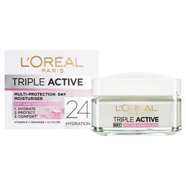 L'Oreal Paris Triple Active Dry Sensitive Moisturiser 50ml GOODS Superdrug   