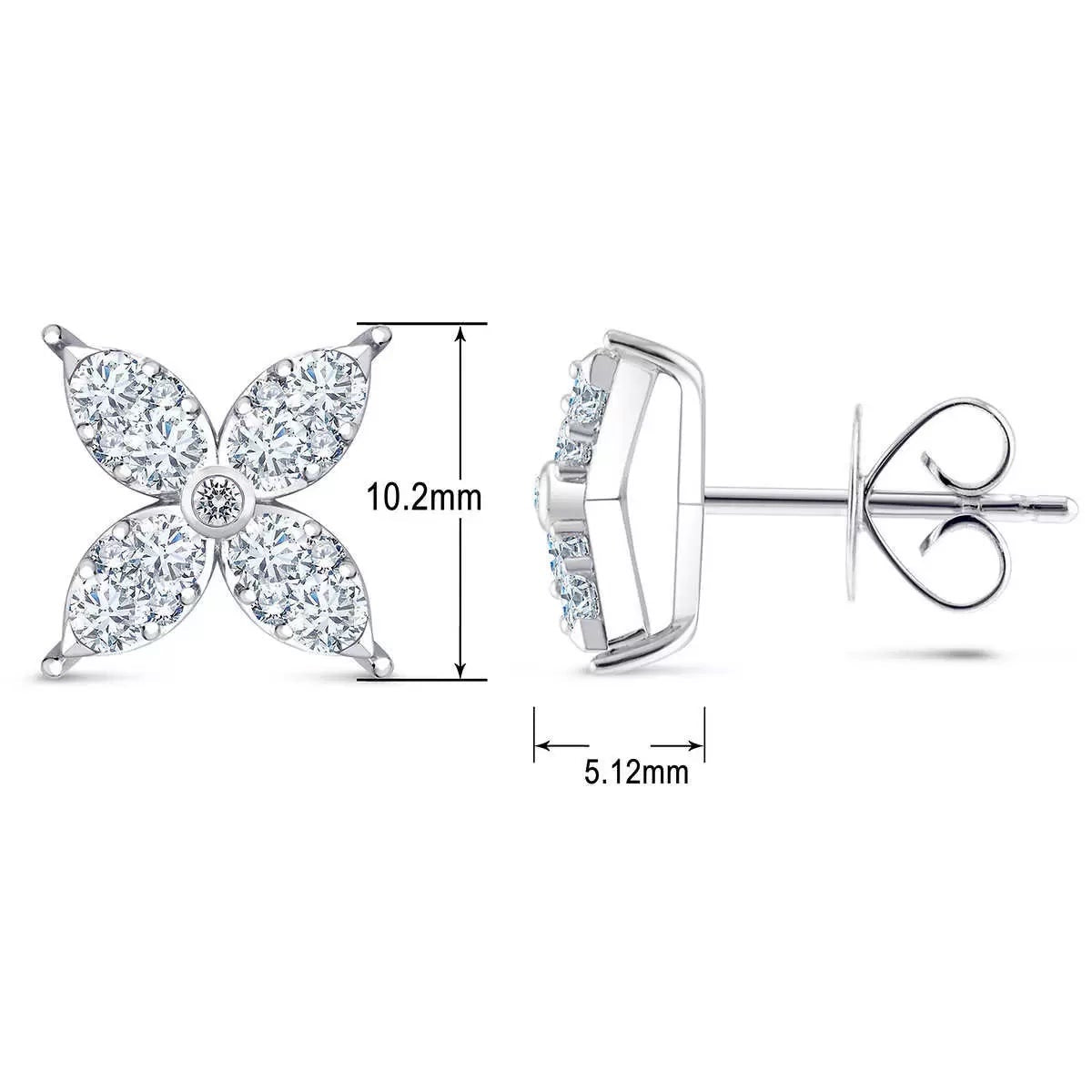 Costco diamond flower stud earrings round brilliant cut 0.90ctw 14ct white gold, UK version