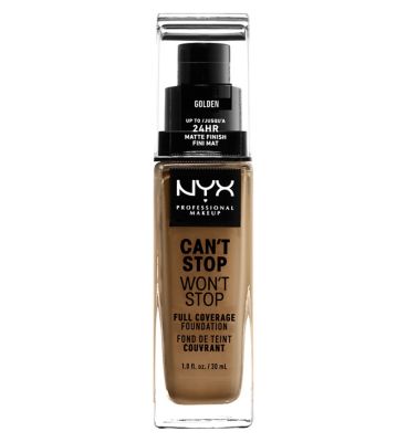 NYX Professional Makeup, Can't Stop Won't Stop Full Coverage Foundation Vegetarian & Vegan Boots GOLDEN  