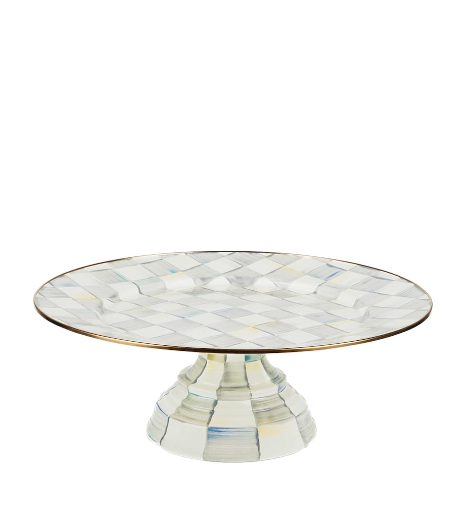 MacKenzie-Childs Sterling Check pedestal platter, imported from the UK