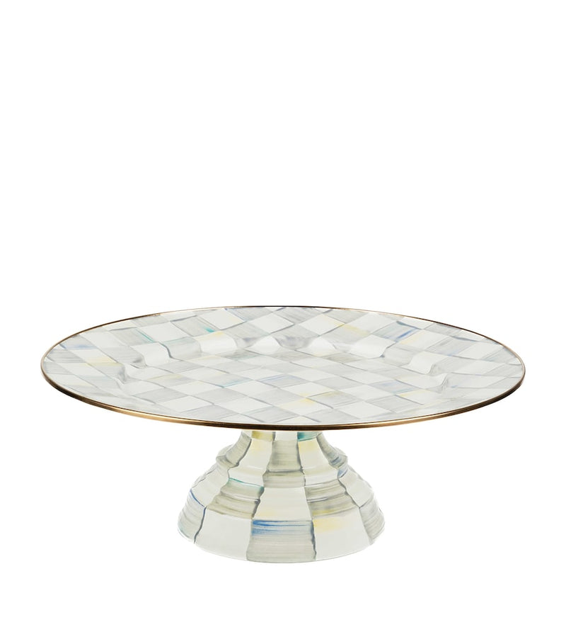 MacKenzie-Childs Sterling Check pedestal platter, imported from the UK