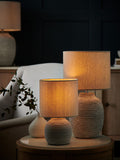 Fairford floor lamp with concrete base and fabric shade - British product