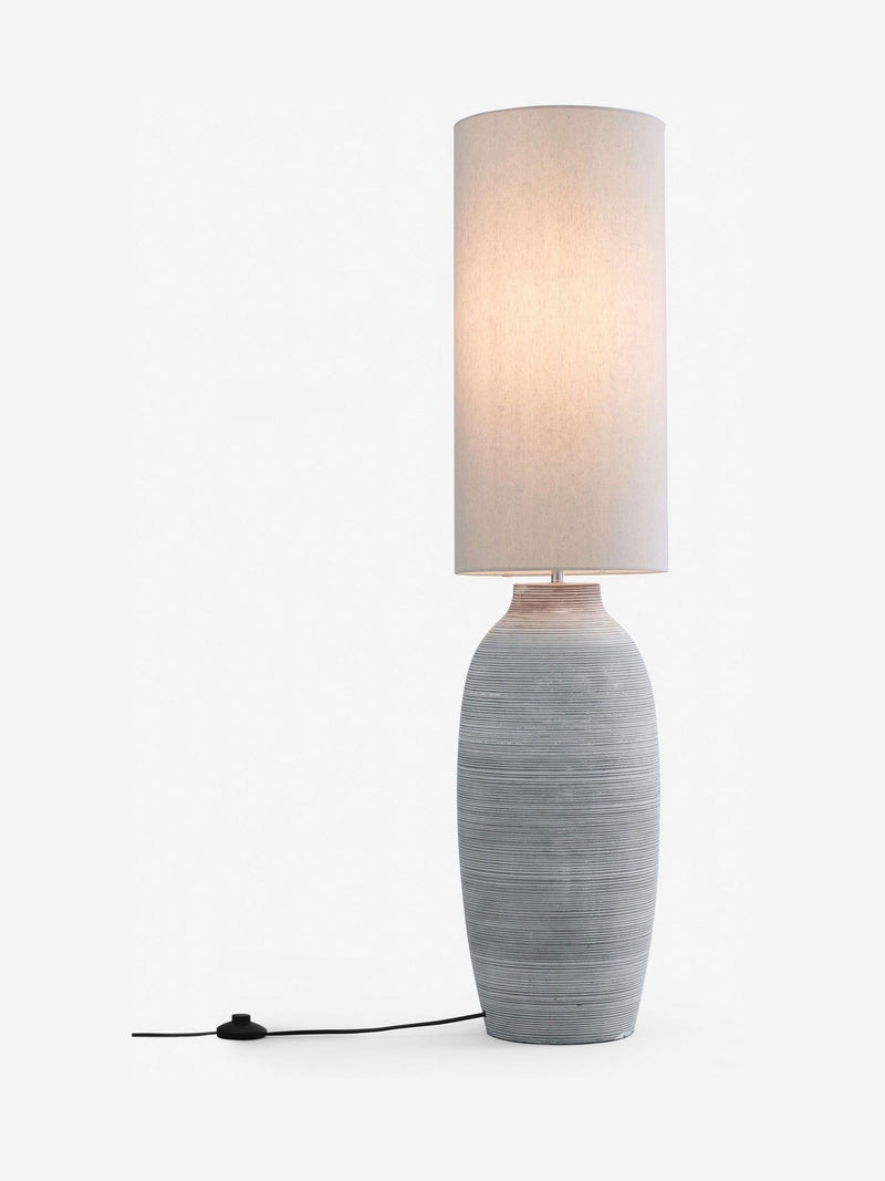 Fairford floor lamp with concrete base and fabric shade - British product