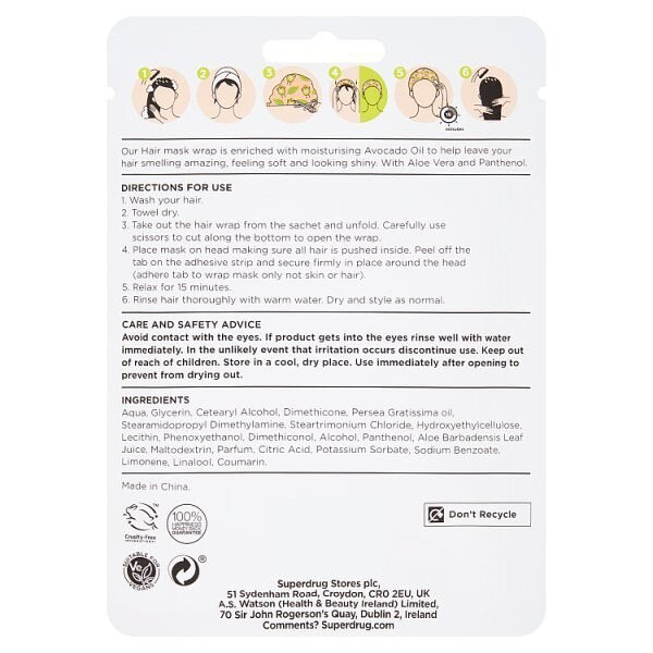 Superdrug Hair Wrap Mask Avocado