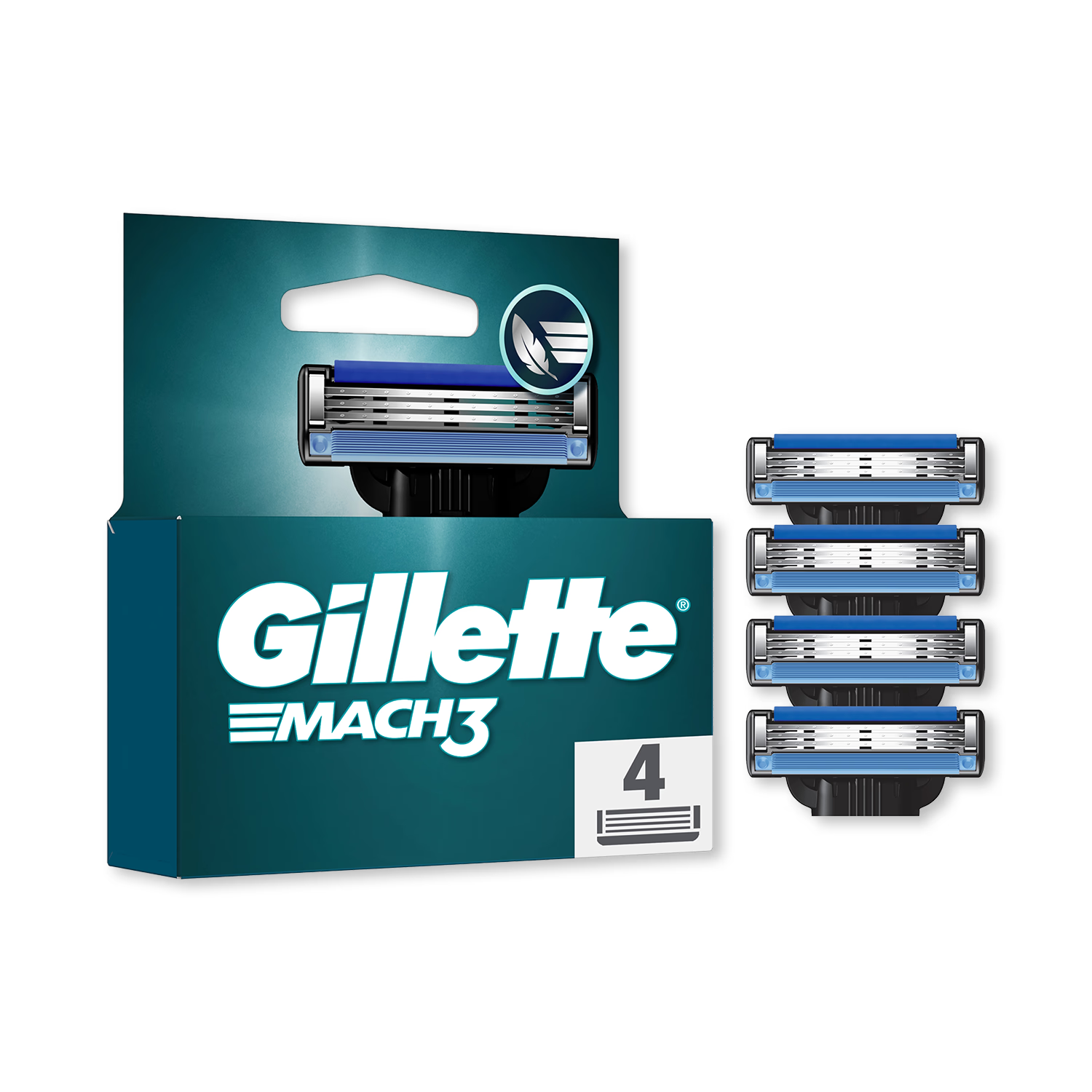 Gillette Mach3 razor blade refills 4-pack, UK version