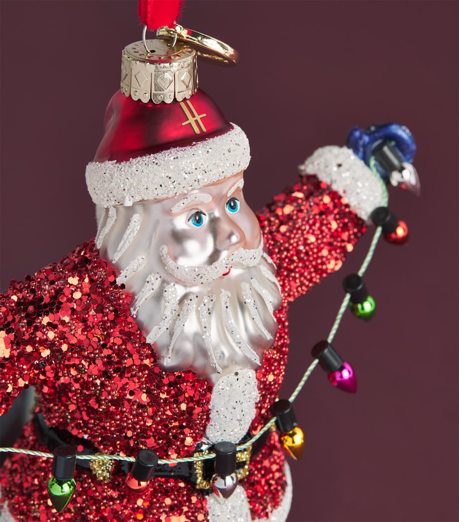 Harrods Father Christmas tree decoration glass ornament with velvet ribbon, imported from the UK
