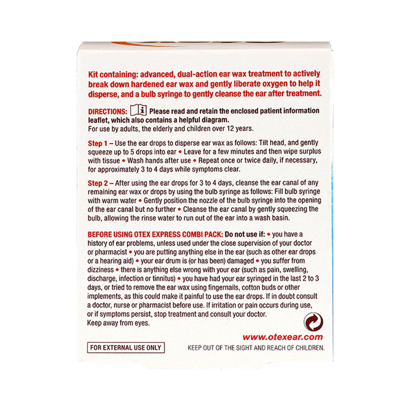 Otex ear wax treatment Combi Pack 10ml (British brand)
