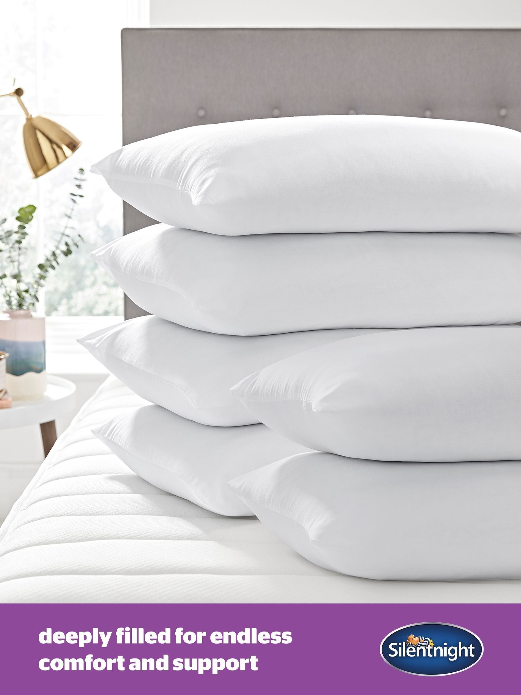 Almohadas Silentnight Medium Deep Sleep, paquete de 6 (marca británica)