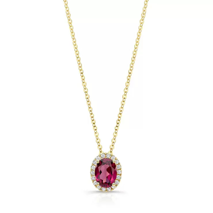 Costco oval garnet diamond pendant 14ct yellow gold (British brand)