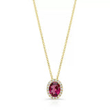 Costco oval garnet diamond pendant 14ct yellow gold (British brand)