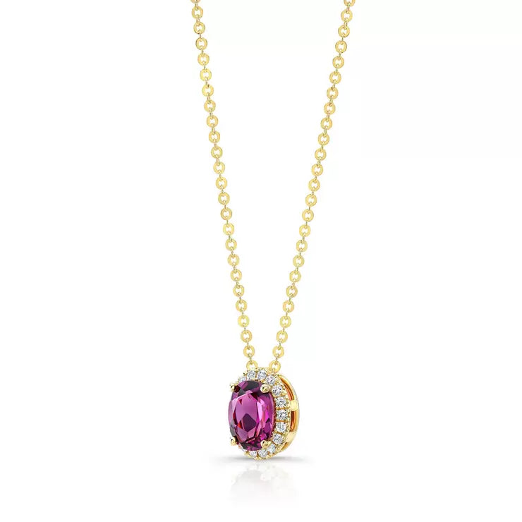 Costco oval garnet diamond pendant 14ct yellow gold (British brand)